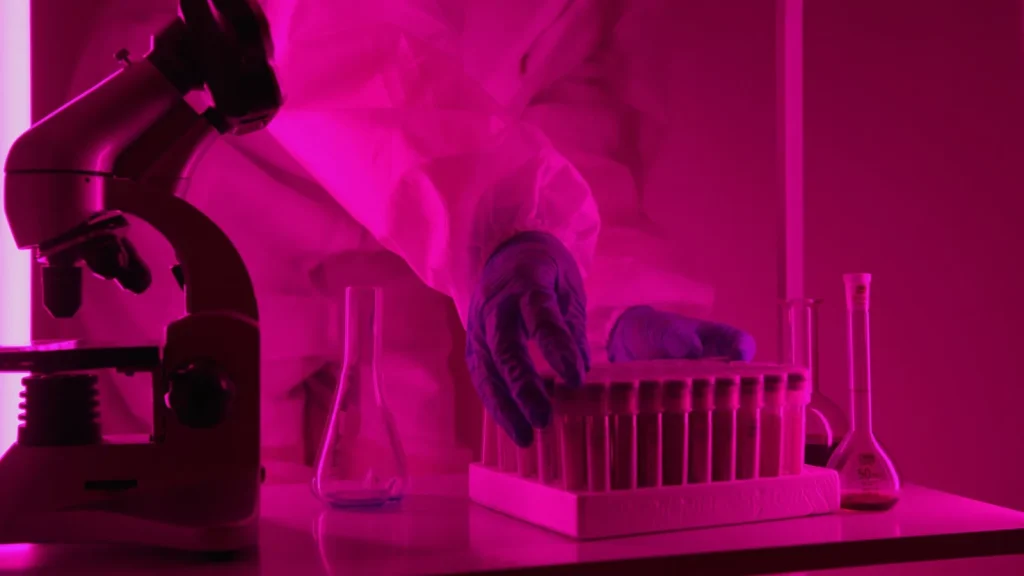 Científico trabajando con muestras en un laboratorio de biotecnología