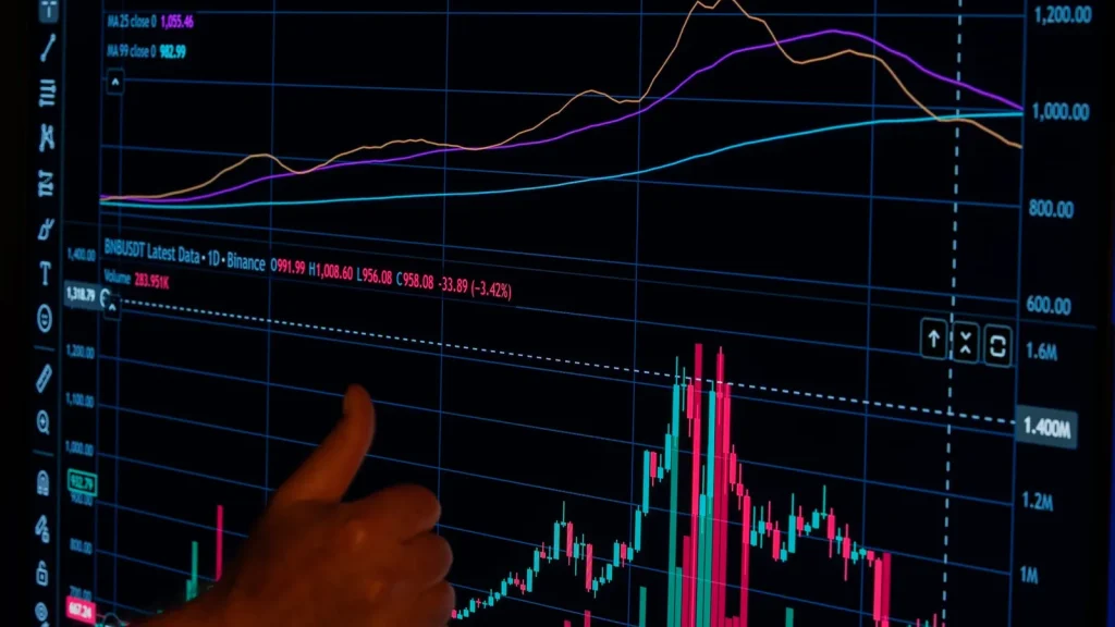 Gráfico bursátil mostrando una sesión positiva de mercado