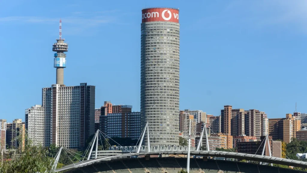 Vista del distrito financiero de Johannesburgo en Sudáfrica